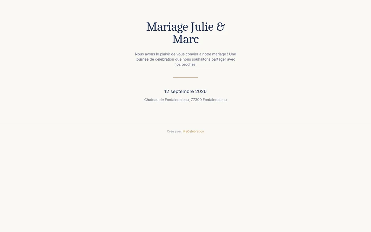A generated invitation site.
