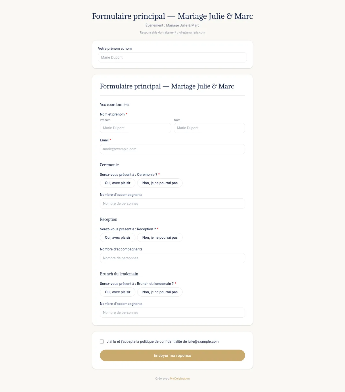 The public RSVP, per event moment.