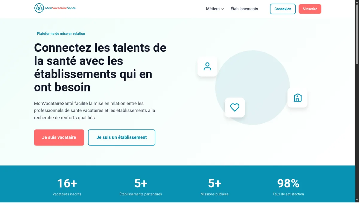 The public site: connecting freelance carers and facilities.